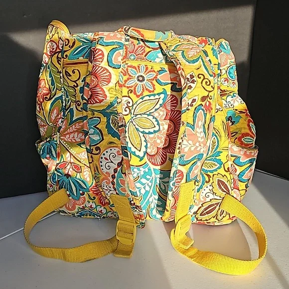 Vera Bradley Retired Provencal Yellow Floral Pattern Backpack VGUC - Picture 2 of 16